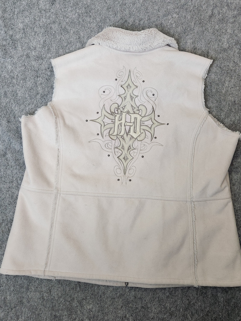 Harley Davidson Stargazer faux Suede Sherpa Lined Mock Neck Vest Women 1W Beige